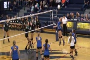 CROOK COUNTY'S KAYLA HAMILTON AT THE NET AGAINST JESUIT IN THE SEMIFINALS 