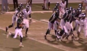 BLEDSOE RUNS OVER THE RIGHT SIDE OF THE LINE